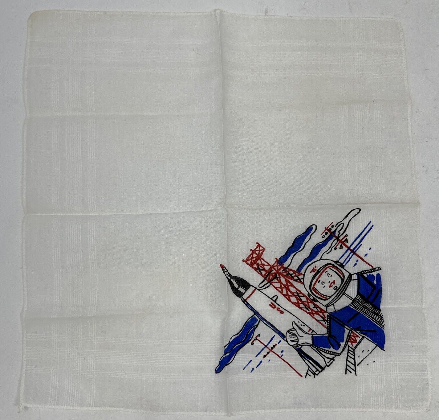 1960s Handkerchiefs 12"- US Astronaut & Rocket an… - image 6