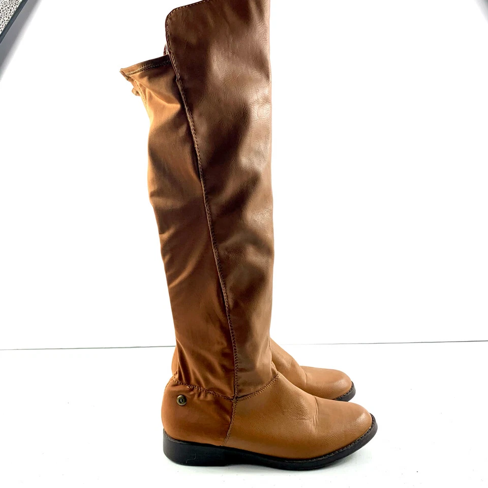 Botas Cathy Jean para mujer 8 cuero marrón tostado montar al aire libre hasta la rodilla damas Foto 2 de 4