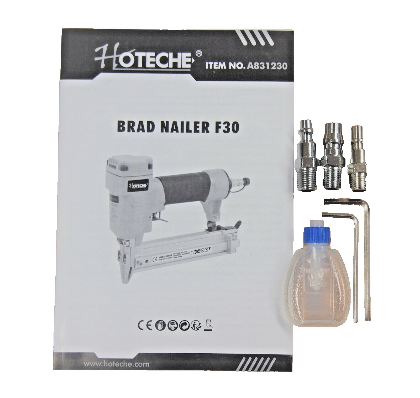 HOTECHE Air Brad Nailer Gun 18 Gauge 3/8" To 1-3/16" F30 A831230