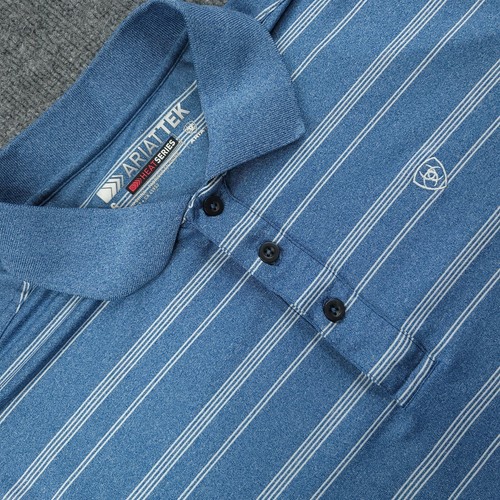 Ariat Tek Heat Series Blue Striped Polo 