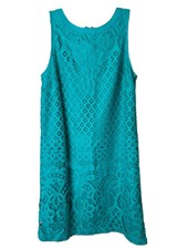 Loft Women's Sz 0 Lace Dress Sleeveless Sundress Teal Blue Cocktail BOHO