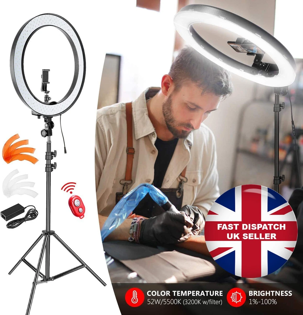 GetUSCart- Inkeltech Ring Light - 18 inch 3000K-6000K Dimmable Bi-Color Light  Ring, 60W LED Ring Light with Stand, Lighting Kit for Vlog, Selfie, Makeup,  YouTube, Camera, Phone - LCD Screen & Remote