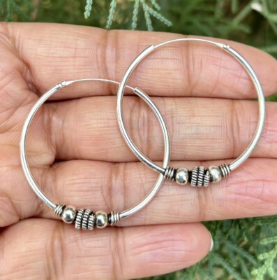 925 Sterling Silber Handgefertigte Tribal Creolen, Huggies 3,62 gm