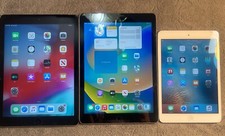 Lot of 3 Apple iPads iPad Mini 1, iPad 5th Gen, iPad Air 1st 9.7" 16GB, Wi-Fi