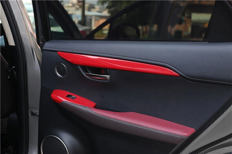 For Lexus NX200t 300h 2015-21 Red Carbon Fiber Door Armrest Panel Strip Trim 4p Foto 4 de 4