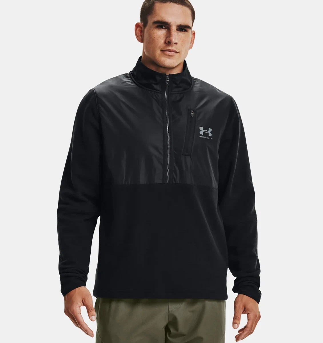 UNDER ARMOUR Men's ColdGear Infrared 1/2 Zip Pullover Jacket Black 1366196  NWT