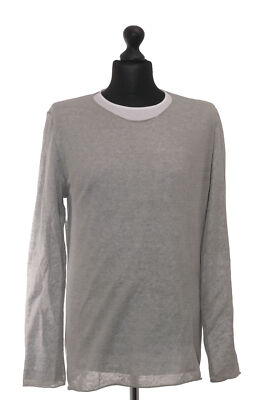 Daniele Fiesoli Herren Pulli Pullover L grau hellgrau 2-Lagig round + Leinen NEU