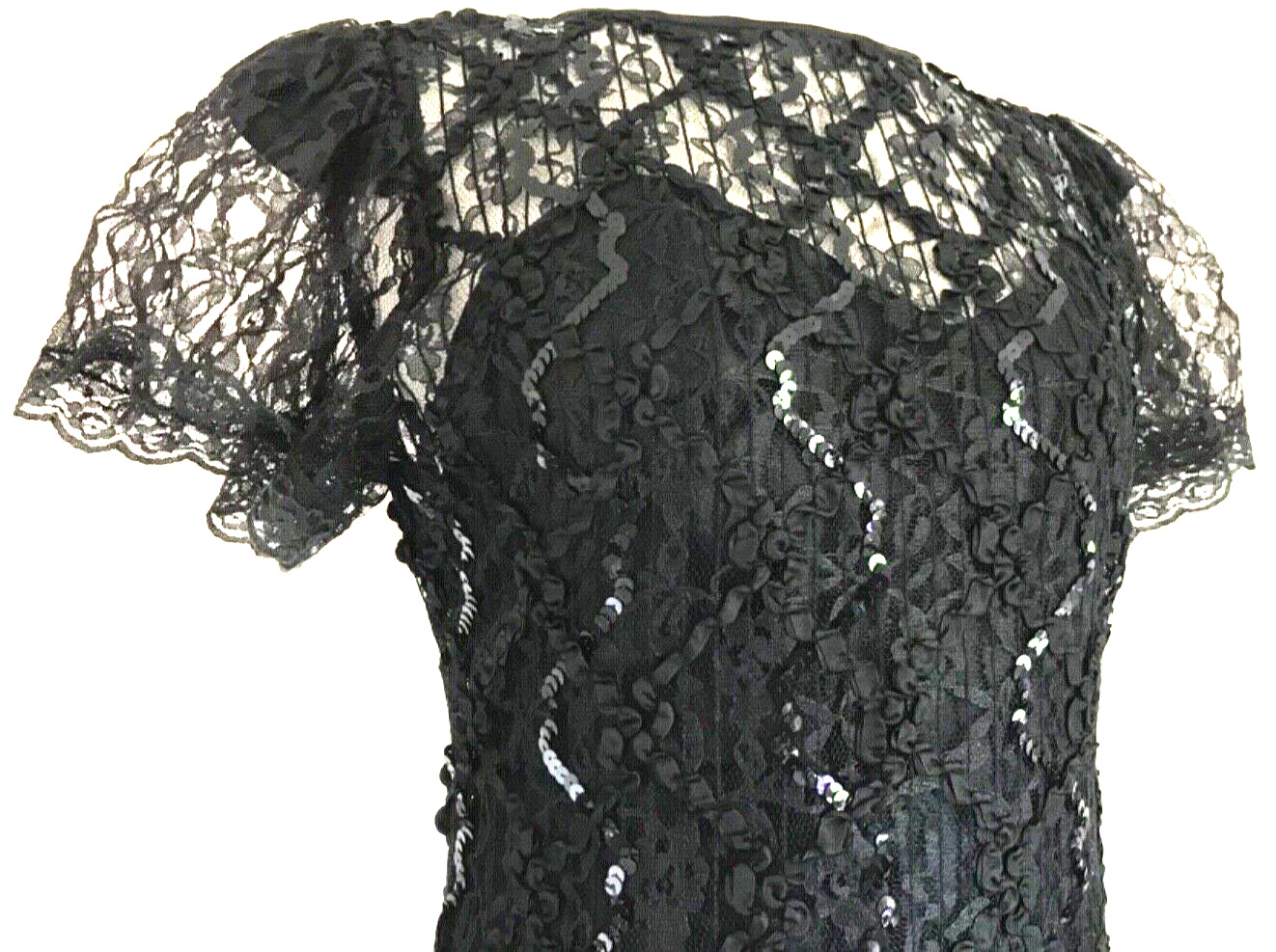 Rare Vintage Party Dress, Drop Waist Lace Sequin … - image 5