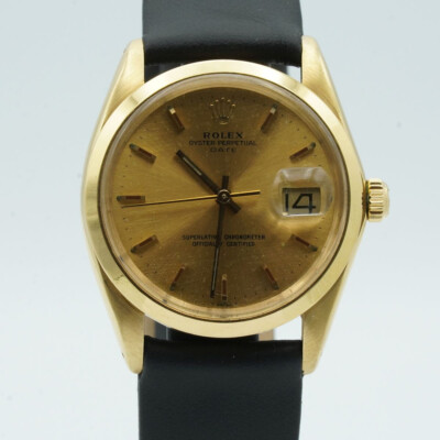 ROLEX DATEJUST 34 HERREN UHR 34MM 1500 18K 750 GOLD TOP ZUSTAND GOLDENES BLATT