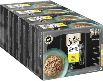 48x85g Sheba Katzenfutter Nassfutter Sauce Collection Geflügel Variation