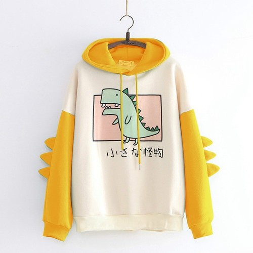 Lady Girl Dinosaur Hoodie Sweatshirt Pullover Top Japanese Mori Harajuku Cute - Picture 6 of 19