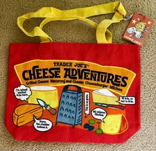 Trader Joe's CHEESE ADVENTURES Shopping Grocery Tote Bag NWT canvas Washable