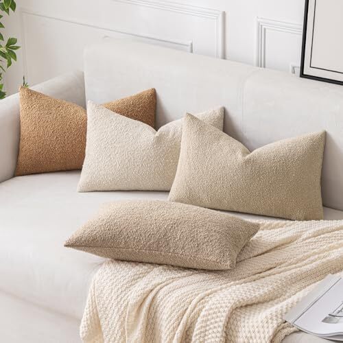 Pack of 1 Decorative Throw Pillow Cover Pillowcase Textured 12" x 20" Khaki - 第 7/7 張圖片