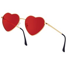 Hmxpls Heart Shaped Sunglasses for Women, Metal Frame Heart Glasses for Valen...
