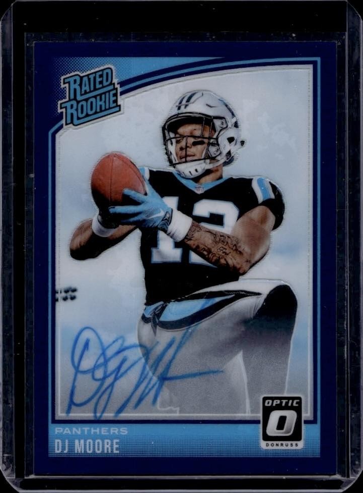 2018 Donruss Optic DJ Moore - Rated Rookie Purple Prizm Auto /35 RC