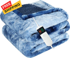 Electric Heated Blanket Throw 50''x60''Size Faux Fur Heating Throw, Blue