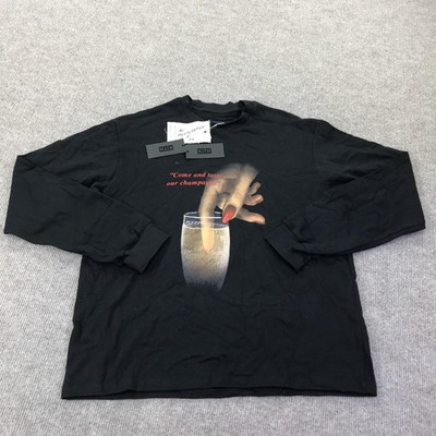 Kith MISBHV Champagne Graphic Shirt Mens Small Black Long Sleeve Crewneck Tee