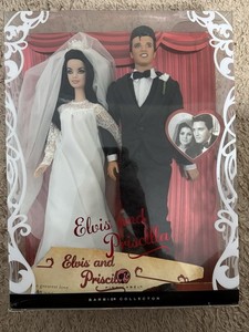 Barbie Collector Pink Label Elvis &Priscilla Wedding Set NRFB Vintage Box Damage