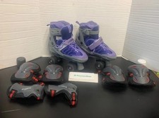 DBX Express Purple Quad Roller Skates Youth Sz M 1-4 W/ Bonus Pads EUC