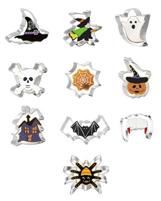 10-teiliges Set Ausstechformen für Kekse in Halloween-Motiven