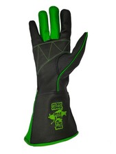 Bull Riding Glove Textured Black & Green Calf Skin Leather Adult & Youth Outer S