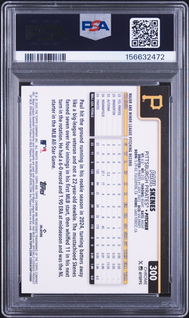 2025 Topps Chrome Paul Skenes Variation PSA 9 #300 view 2