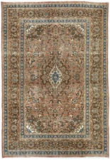 Distressed 6X9 Vintage Wool Oriental Rug Muted Brown Floral Farmhouse Carpet