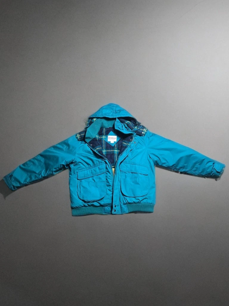 Vintage Teal Hooded McGregor Puffer Jacket featuring a Tartan Plaid Zip Up Sz XL