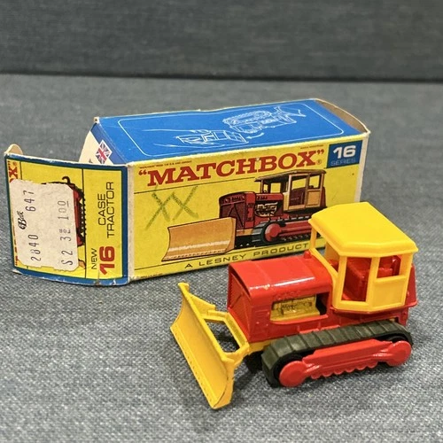 VINTAGE MATCHBOX LESNEY No 16 CASE BULLDOZER TRACTOR IN ORIGINAL BOX 1969