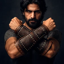 Leather Arm Bracer | Norse Symbols Engraved Leather Viking Bracer Arm Guard