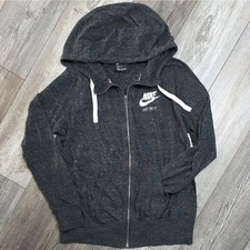 Nike  "Gym Vintage" Light Weight Full Zip-Up Hoodie, Heather Grey Womans Lg