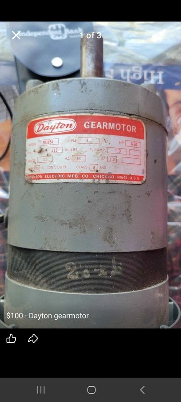 Dayton 3M125A 115V 60 Hz 1/20 HP Single-Phase Gearmotor