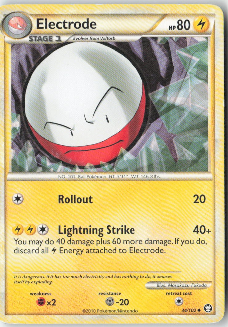 Electrode 34/102 Uncommon HGSS Triumphant Pokemon Moderately Played