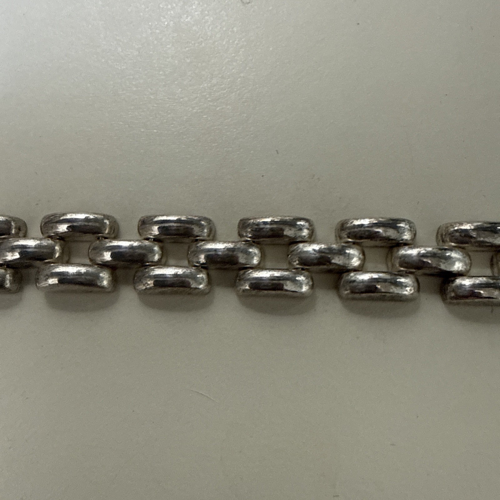 Sterling Silver Italy Rectangular Link Bracelet - image 2