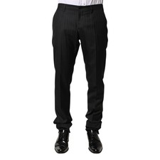 DOLCE & GABBANA Pants Black Stripes Wool Men Dress Trousers IT46/W32/S 2780usd