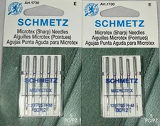 (2 PACK) SCHMETZ Microtex Sharp Needles for Sewing Machine, Size 80/12, 5pc.