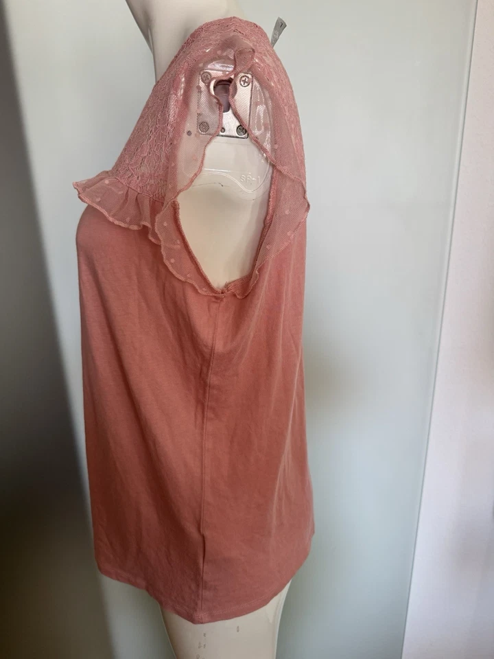 Bluse Shirt Mit Spitze Rüschen Gr 40 42 L Von Laura Torelli - Bild 2 von 4