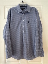 Johnnie-O Men's Cotton Blue and White Gingham Button-Down Shirt Casual Size L