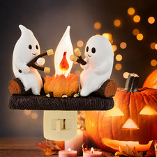 Ghost Campfire LED Night Light Plug In Flickering Flame Halloween Decor
