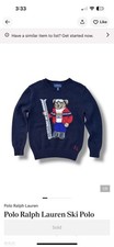 Boys POLO Ralph Lauren Fair Isle Winter Bear w/Ski Skiing Knit Sweater S (8) EUC