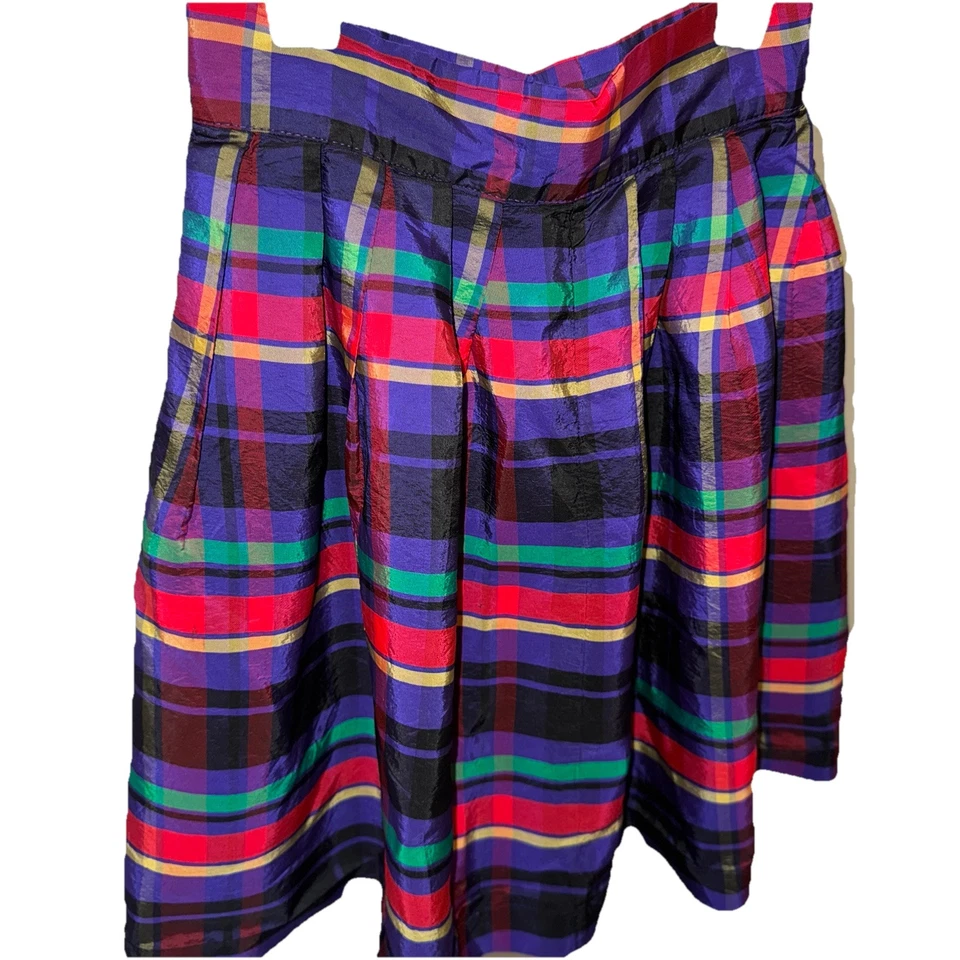 复古 Espirit 90 年代打褶 A 字女学生裙格子学院风 7/8 码或小号 — 第 2/4 张图片