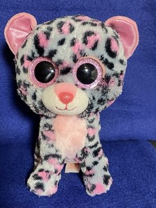 Ty Beanie Boos, Tasha, Gray and Pink Leopard, 6", 2015 Retired