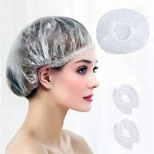100 PCS Disposable Shower Caps Thickened Waterproof Hair Extra Large, Clear