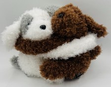 FAO Schwarz 9 Hugging Dogs Puppies Brown White Plush Stuffed Animals NWT 2024