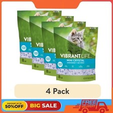 4 pack Vibrant Life Mini Crystal Cat Litter, Unscented, 8 lb Bag