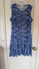 Michael By Michael Kors Medium Blue Print Sundress Sleeveless Euc Stretch Career