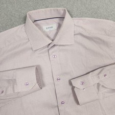 Eton Shirt 43 17 Purple Check Slim Fit Office Professional Long Sleeve