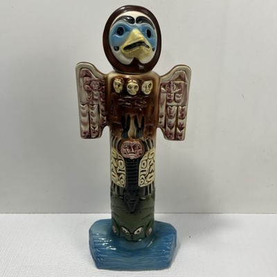 Ezra Brooks Decanter Totem Pole 14'' Whiskey 1973 Empty Vtg Native American