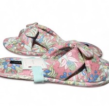 Talbots May Knot Floral Velour Slippers Pink Tropical NWT Size 9M 69.50
