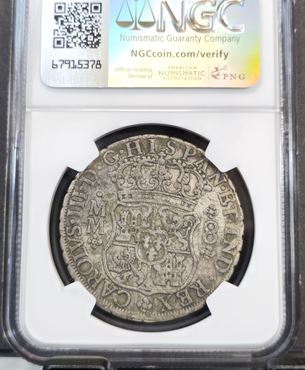 1760 MEXICO SILVER 8 REALES CHARLES III PILLAR DOLLAR NGC VF RARE